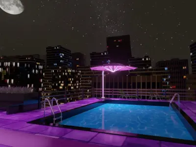 VR ROOFTOP APARTMENT - LOWPOLY BAKED AND PBR TEXTURES Low-poly 3D model