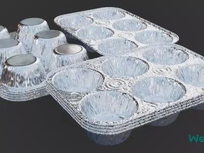 Disposable Aluminum Cupcake Muffin Pans Low-poly 3D model