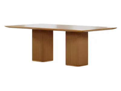 Davison Rectangular Fluted Oak Dining Table by CB2 3D model