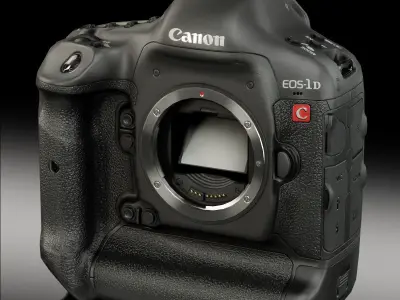 Canon EOS-1D C 4K DSLR camera Low-poly 3D model