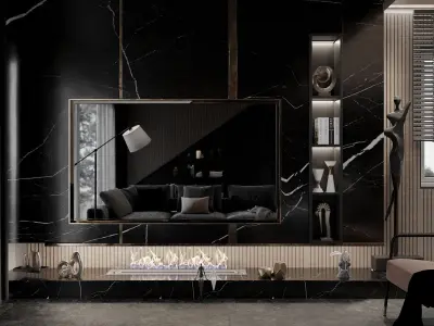 Loft House Black  Ambient Interior Design 3D Scene 3D model