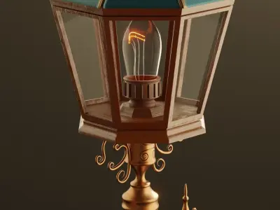 Street lamp in classic style Low-poly 3D model