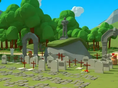 polygon nature blocks and items for RPG Adventure games  Low-poly 3D model