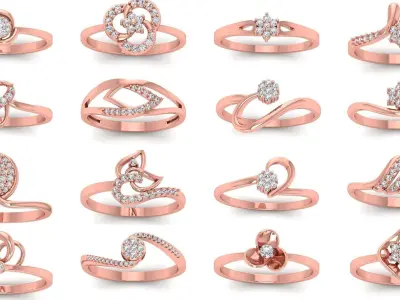 170 Wedding Engagement Women Light Weight Rings Collection 3D Model Pack