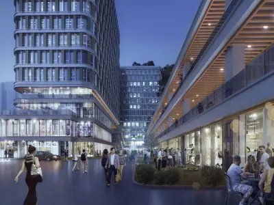 Modern Waterfront Mixed-Use Masterplan with Office Towers 3D model