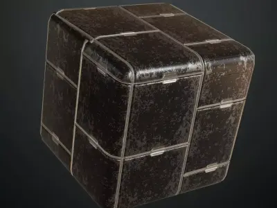 Worn Dark Tiled Metal Plate PBR Seamless Texture