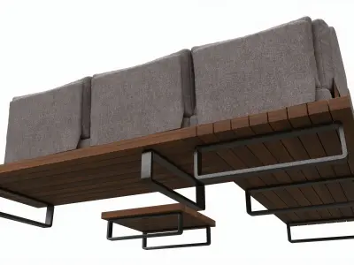 Outdoor set 5 seater corner sofa coffee table 3D model