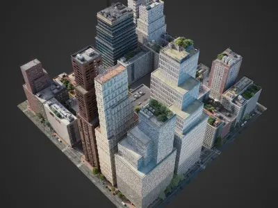 Realistic City District C23-A31 3D model