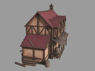 Medieval inn Low-poly 3D model buy