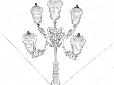 Parisian Style Lamppost 3D model Low-poly 3D model