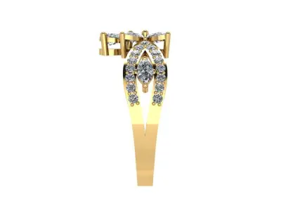 Ring007 diamond flower ring gold 3D print model