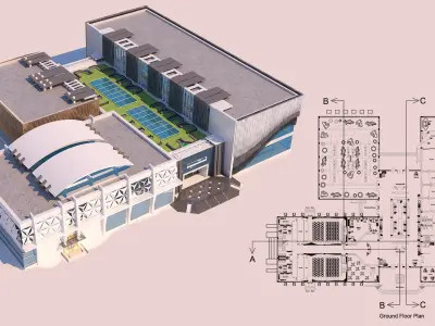  3 Projects - Art Center 2021 - 2Ds Plans - 3Ds Files 3D Model Pack