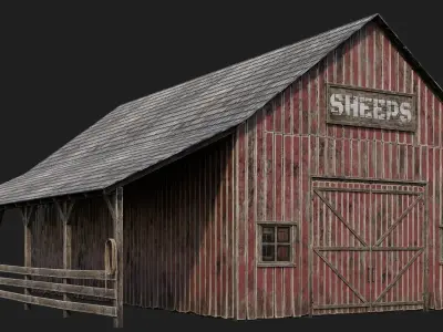 65-66-67-68 - Farm Buildings 4K PBR GameReady Low-poly 3D model