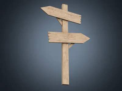 Signboards wooden 01 Low-poly 3D model