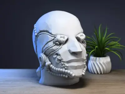 Robot head headdphone Stand Cyborg Headset Stand a400 3D print model