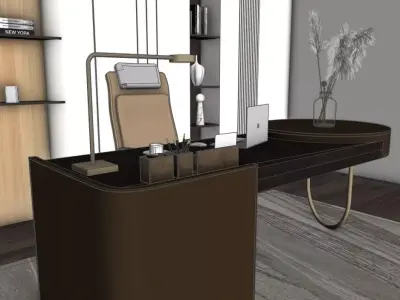 Modern Office Interior 3D Model SketchUp 2018 2021 FBX OBJ DAE 3D model