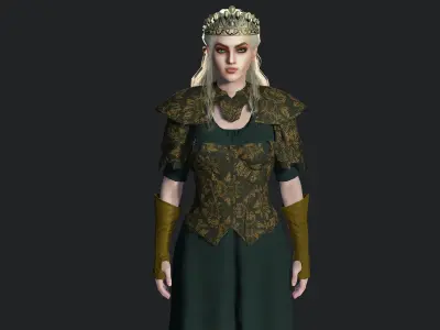 QUEEN AZORA - 3D CHARACTER FANTASY DARK QUEEN PRINCESS Low-poly 3D model