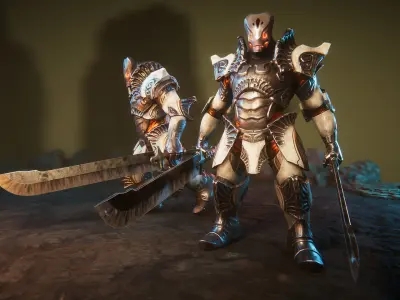 Mighty golem Low-poly 3D model