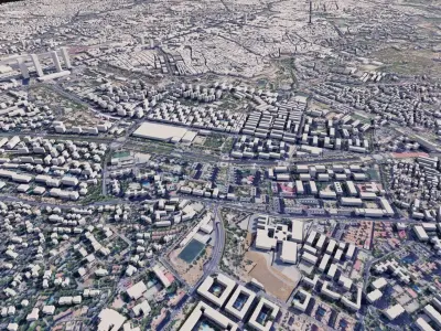 Madrid Low-poly city of paris from space 3D model