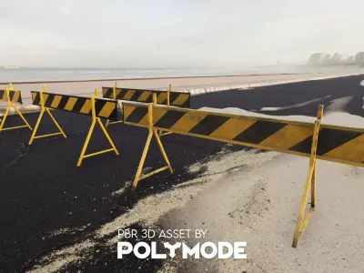 Traffic Barricade Game-ready Low-poly 3D model