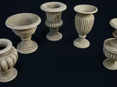 Garden Vases modular Low-poly 3D model