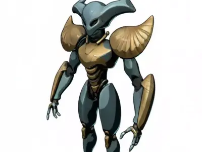 Sci-Fi Alien Warrior Robot Low Poly Game Ready Character Low-poly 3D model