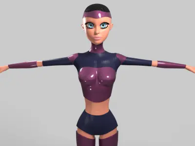 Scifi girl lowpoly character  Low-poly 3D model