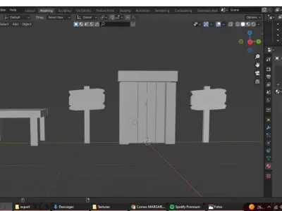 Table door and signs Low-poly 3D model