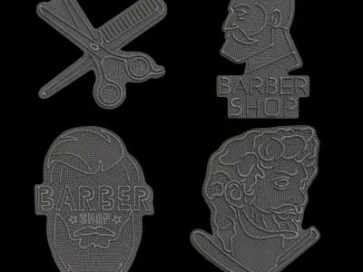 Neon sign Barber shop Low-poly 3D model