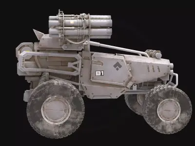 3D Model Sci-Fi Military Buggy - Low Poly Combat Vehicle 3D model