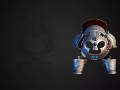 Heavy Plate Armor Set for Stylized Animal-Bear Low-poly 3D model