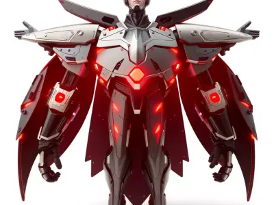 Crimson Mech Warrior model pack Low-poly 3D model