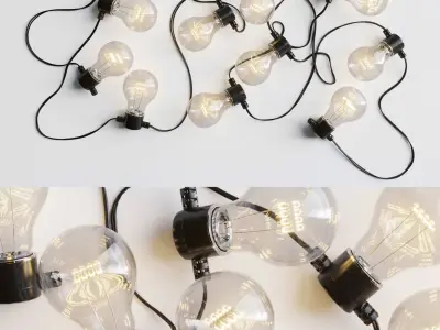 Garland and Bulb String 3D model 1 3D model