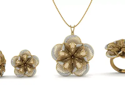 Fusion Pendant Set With Diamonds 3D print model