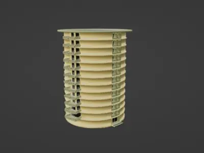Modern Circular Apartment Building  High-Rise 3D Model Low-poly 3D model