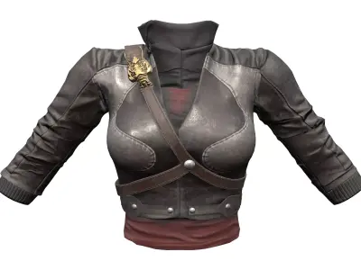 Combat Leather Jacke and Top Low-poly 3D model