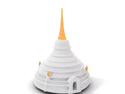 White Pagoda Temple model pack Low-poly 3D model