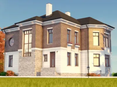 Cottage house for sims Low-poly 3D model