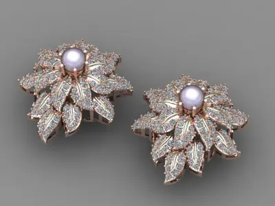 Rose Gold Diamond Women Earring 3D print Model 3D print model 25