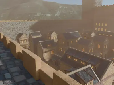 Medieval Fortress And Village 3D model