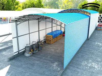 Industrial-style warehouse Low-poly 3D model