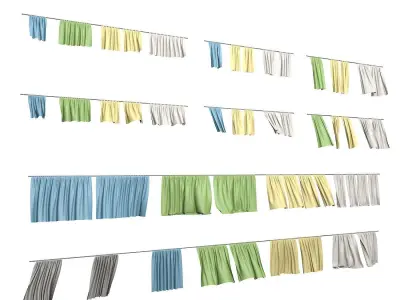 Curtains Collection Animated  3D model