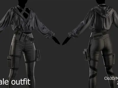 FAMALE OUTFIT Marvelous Designer project and OBJ 3D model