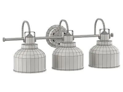 FRESNEL GLASS RESTORATION BATH LIGHT - 3 LIGHT 3D model