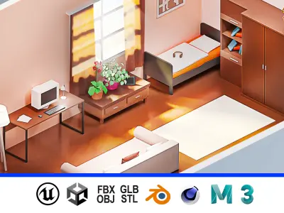 Room 13 Low-poly 3D model