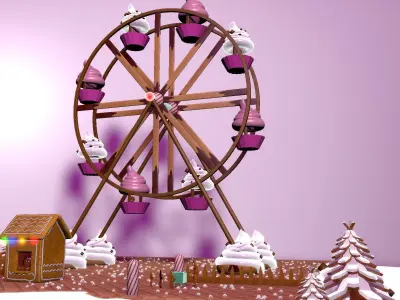 Gingerbread Village big Wheel 3D model