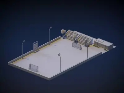 Football Ground Low-poly 3D model
