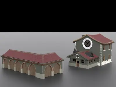 village house Low-poly 3D model 3
