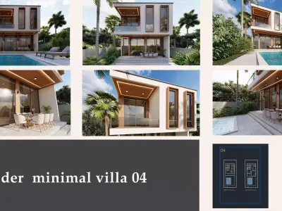 Modern Minimal Villas Pack - 4 Exterior Models 3D model