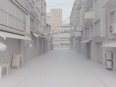 Japanese Street 3D model buy